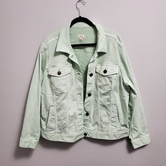 Pastel Mint Green Jean Jacket Plus Size 1x - Picture 2 of 7